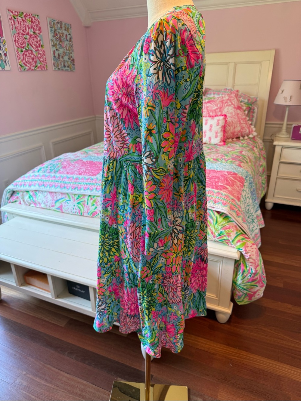 NWT Lilly Pulitzer Multicolor Floral Long-Sleeve Tunic Dress - Picture 5 of 5
